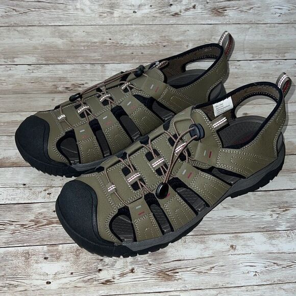 New! Sonoma Men’s Sherman Bump Toe Sandals Sz 13 Taupe Cushioned Footbed NWT - Picture 2 of 14